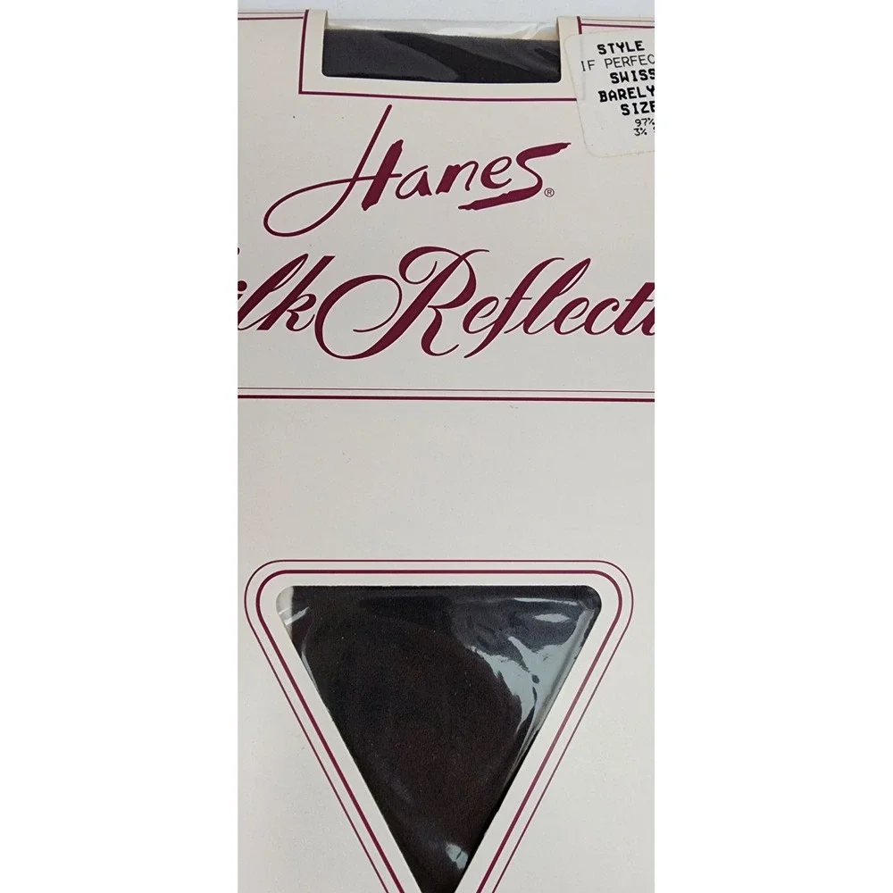Hanes Silk Reflections Pantyhose E-F Barely Black NEW Swiss Dot Style 143